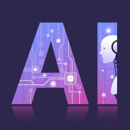 logo avec les lettre AI et un robot dessiné dans le i